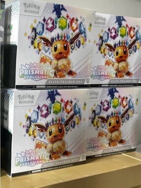 4 Pokémon Scarlet & Violet Prismatic Evolutions Elite Trainer Box- Eevee Artwork